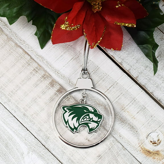 Fan Frenzy Gifts UVU Wolverines Circle 2 Piece Officially Licensed Silver Two-Piece Colored Ornaments