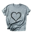 thumbnail image 5 of Xqxayjr Short Sleeve Blouses for Womens Summer Tops Under $5 Casual Love Heart Graphic Print Shirt Basic Crew Neck Going Out Clothes Mother Day Gifts, 5 of 7