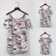 thumbnail image 2 of Leutsin Hauts à Col Rond pour Femmes, T-Shirts Camouflage, Blouse à une Épaule et Manches Courtes, 2 of 8