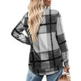 thumbnail image 5 of Women's Flannel Plaid Tops Long Sleeve Crew Neck Shirt Curved Hem Fashion Casual Fall Winter Tunic Tee Shirts (2XL, Black), 5 of 5