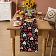 thumbnail image 2 of Valentines Table Runner 48 Inches, Pink Red Love Heart Green Botanical Black Bed Runner Dresser Scarves Tabletop for Indoor Outdoor Parties/Ceremony/Banquet, 13" x 48", 2 of 8