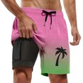thumbnail image 3 of YAYUBA Swim Trunks Men 2 In 1 Soft Compression Liner Quick Dry Breathable Gradient Swimwear Light Upf Stretch Lined Summer Beach Cruise Water Park, 3 of 4