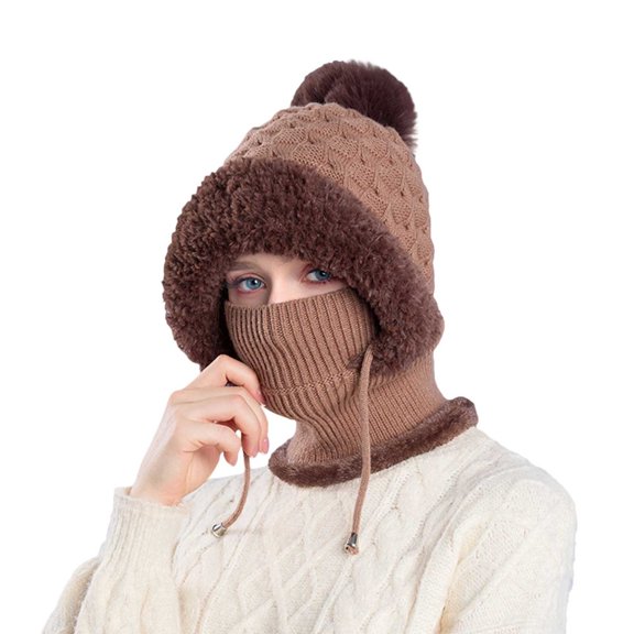 Beanie for Women Knit Hats for Women Running Hat Winter Hats Warm Hat Bonnet for Sleeping Cable Knit Beanie Elasticity Soft Ski Hat Cute Beanie Hat Knit Cuffed Beanie Womens Hats Brown One Size