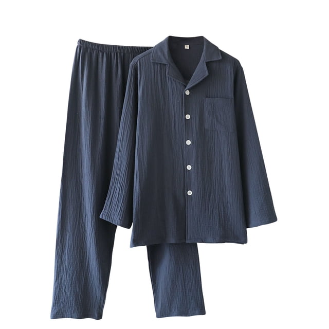 Ensemble de Pyjama pour Homme Ensemble de Pyjama Décontracté à Manches Longues pour Homme avec Col Rabattu et Poche à Bouton Ensembles de Pyjama pour Homme