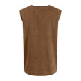 thumbnail image 3 of Men's Denim Sleeveless Shirt Loose Fit Daily Wear Crew Neck with Front Pocket Brown 2XL, 3 of 3