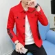 thumbnail image 4 of Chaquetas vaqueras para hombre, estilo punk, otoño, color rojo, para hombre, ropa popular coreana, bajo coste, talla L, vaquera elástica, precio barato, estilo elegante, 4 of 5