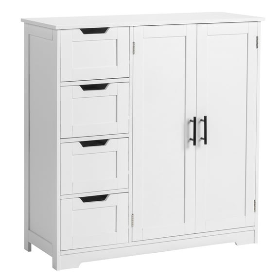 SgoodS Bathroom Storage Cabinet Floor Free Standing Cabinet with 2 Doors 4 Drawers