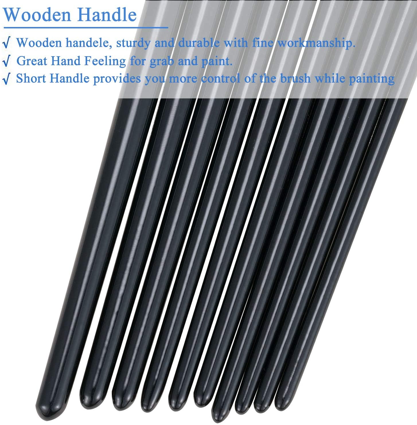 JJEAN-Paint Brushes Set, 4 Pack 40 Pcs Round Pointed Tip Paintbrushes Nylon Hair Artist Acrylic Paint Brushes for Acrylic Oil Watercolor, Face Nail Art, Miniature Detailing & Rock Painting, Black
