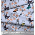 thumbnail image 3 of Soimoi Blue Poly Georgette Fabric Flower & Butterfly Print Fabric by The Yard 52 Inch Wide, 3 of 5