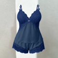 thumbnail image 7 of Fengactive Womens Plus Size Lace Satin Set Double Strap V Neck Top and Lace Hem Shorts Sleepwear, 7 of 7