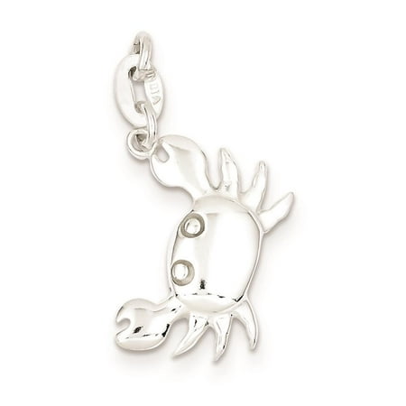 925 Sterling Silver Polished Crab Charm Pendant 21mm x 17mm