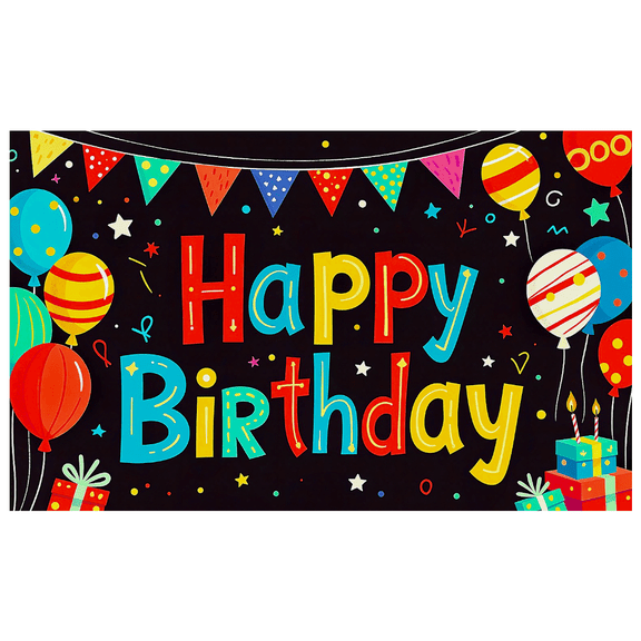 Colorful Happy Birthday Banner with Balloons Party Elements Backdrop Decorations for Birthday Party Celebrations Photography Props Decor Event Supplies