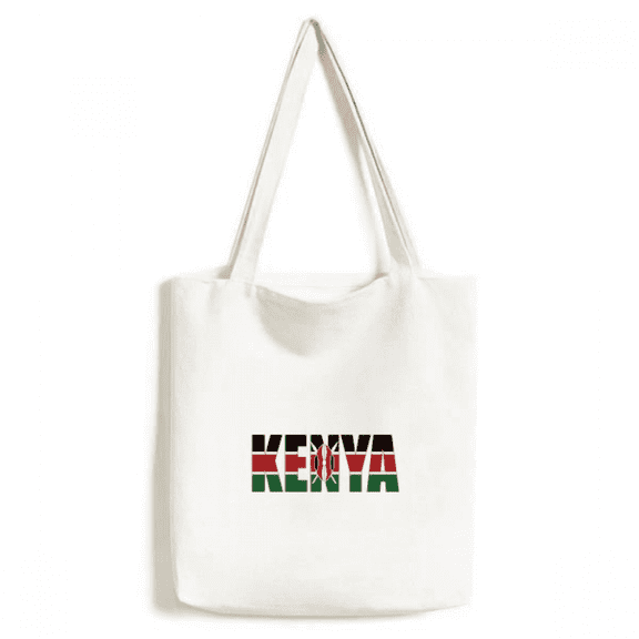 Kenya Country Flag Name Tote Canvas Bag Shopping Satchel Casual Handbag