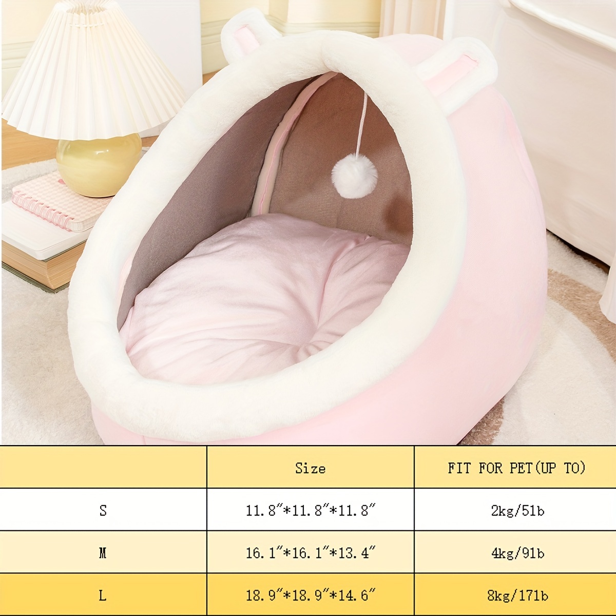 DABEI Cozy Cat Cave Bed: Soft & Warm Kitten House Tent With Washable Cushion