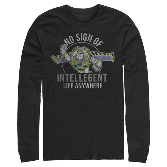 Men's Toy Story Buzz No Sign Of Intelligent Life  Long Sleeve Shirt Black Medium