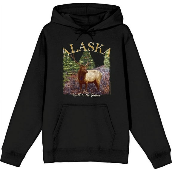 Adventure Society Alaska Adult Black Long Sleeve Hoodie-Medium