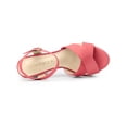 thumbnail image 4 of BLISSFUL STEP Women's Platform Chunky Heels Ankle Strap Sandals Watermelon Red (Size 7.5), 4 of 7
