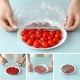 thumbnail image 4 of 100PCS Clear Food Lids Elastic Plastic Stretch Food Lid Reusable Food Cling Film Protect Vegetables Fruit Fridge Storage, 4 of 5