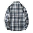 thumbnail image 4 of Men's Shirts 2025 Fall Winter Long Sleeve Retro Plaid Shirt Jacket Button Down Loose Casual Mens Shirt Black L, 4 of 4
