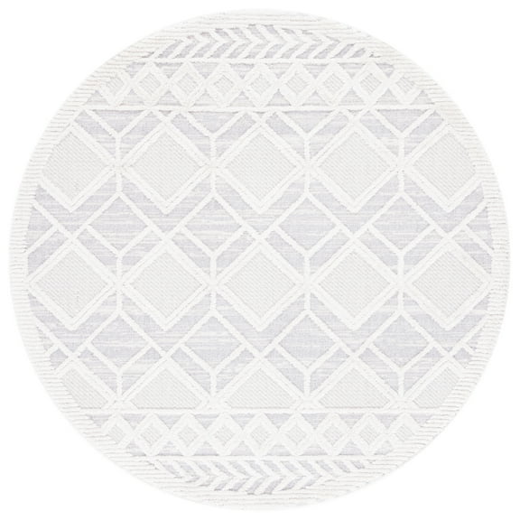 SAFAVIEH Marrakesh Jessika Diamond Polyester Area Rug, Beige/Grey, 6'7" x 6'7" Round