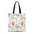 thumbnail image 1 of JSDART Canvas Tote Bag Pattern Lovely Cute Owls on Spring Butterflies Flowers Reusable Shoulder Grocery Shopping Bags Handbag, 1 of 1