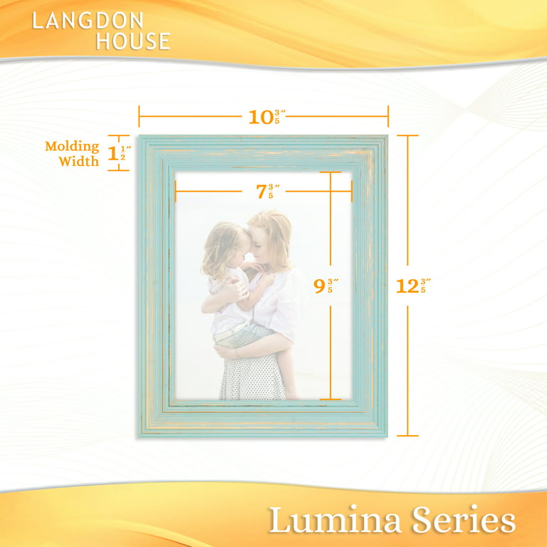 Langdon House 4 x 6 Eggshell Blue Real Wood Picture Frames with Gold Accents, 2 Pack, Lumina Collection