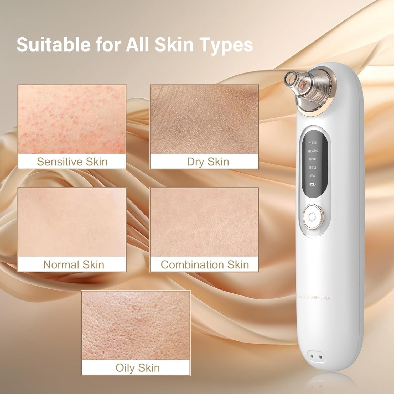 Blackhead Remover Vacuum Pore Extractor Kit - Blackhead Extractor Tool with 3 Adjustable Suction Levels, 5 Probes, USB Rechargeable, Suitable for Women and Men