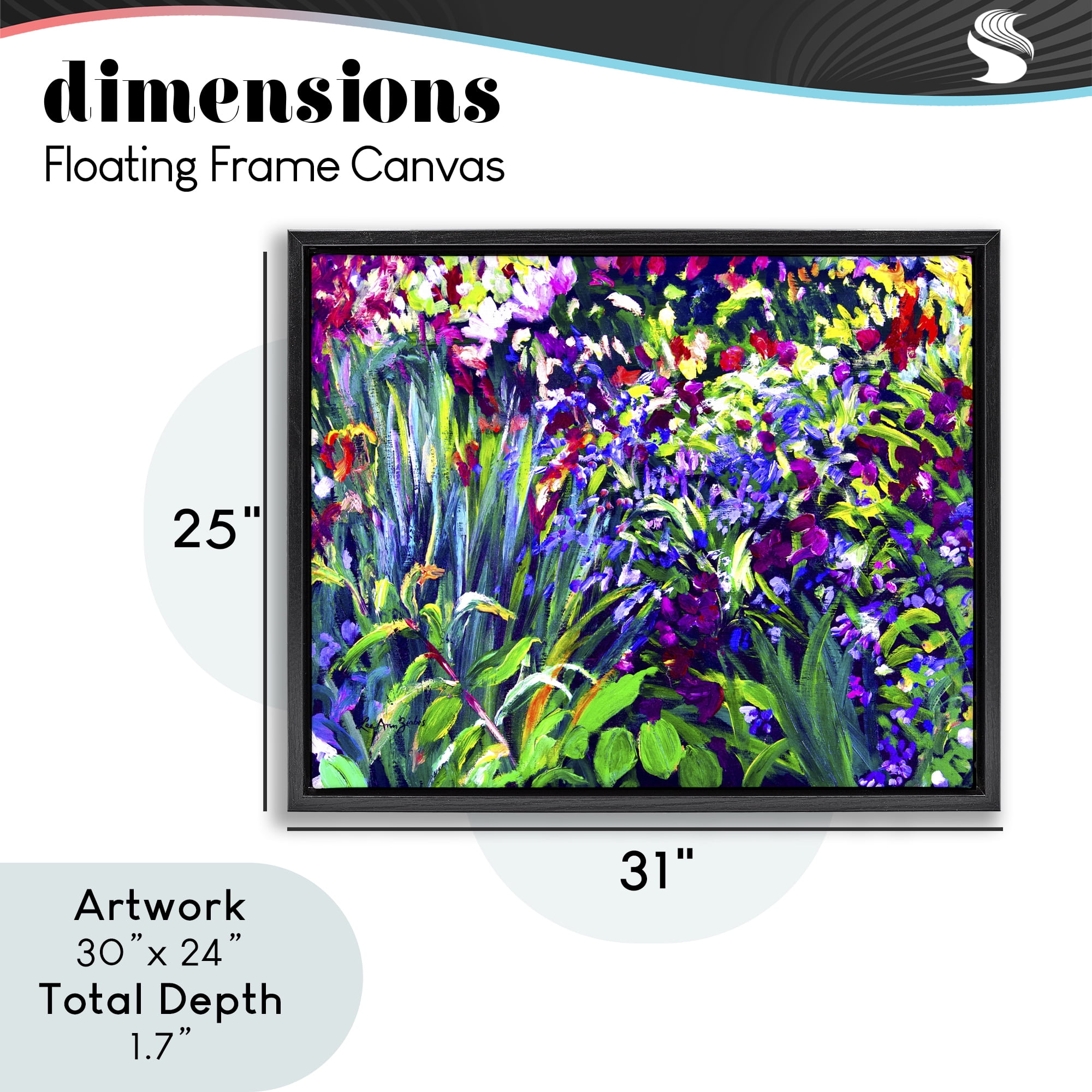 Stupell Industries Vibrant Confetti Garden Black Framed Floater Canvas Wall Art, design by Lee Ann Zirbes