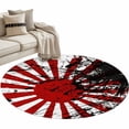 thumbnail image 6 of Japanese Chariot Flag Round Rug 4ft Washable Circle Entryway Rugs Non Slip Red Black Flag Abstract Area Rug Indoor Floor Carpet for Bedroom Kitchen Living Room Home Office Dining Room Nursery, 6 of 8