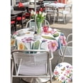 thumbnail image 5 of Outdoor Tablecloth with Umbrella Hole for Patio/Picnic/Party/Camping, Pink Flowers Waterproof Table Cloth Round Cover Washable, Spring Floral Butterfly Leaves Plants Pastoral (Dia 54"), 5 of 8