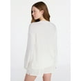 thumbnail image 4 of Joyspun Women's Bridal French Terry Knit Long Sleeve Top and Shorts Pajamas Set, Sizes XS-3X, 4 of 7