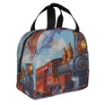 thumbnail image 2 of Fotbe Cartoon Train Hot Air Balloon Bolsa Térmica con Estampado y Forro de Aluminio Grueso Bolsa de Almuerzo con Bolsillo Frontal para Hombres y Mujeres, Ideal para Trabajo, Escuela, 2 of 8