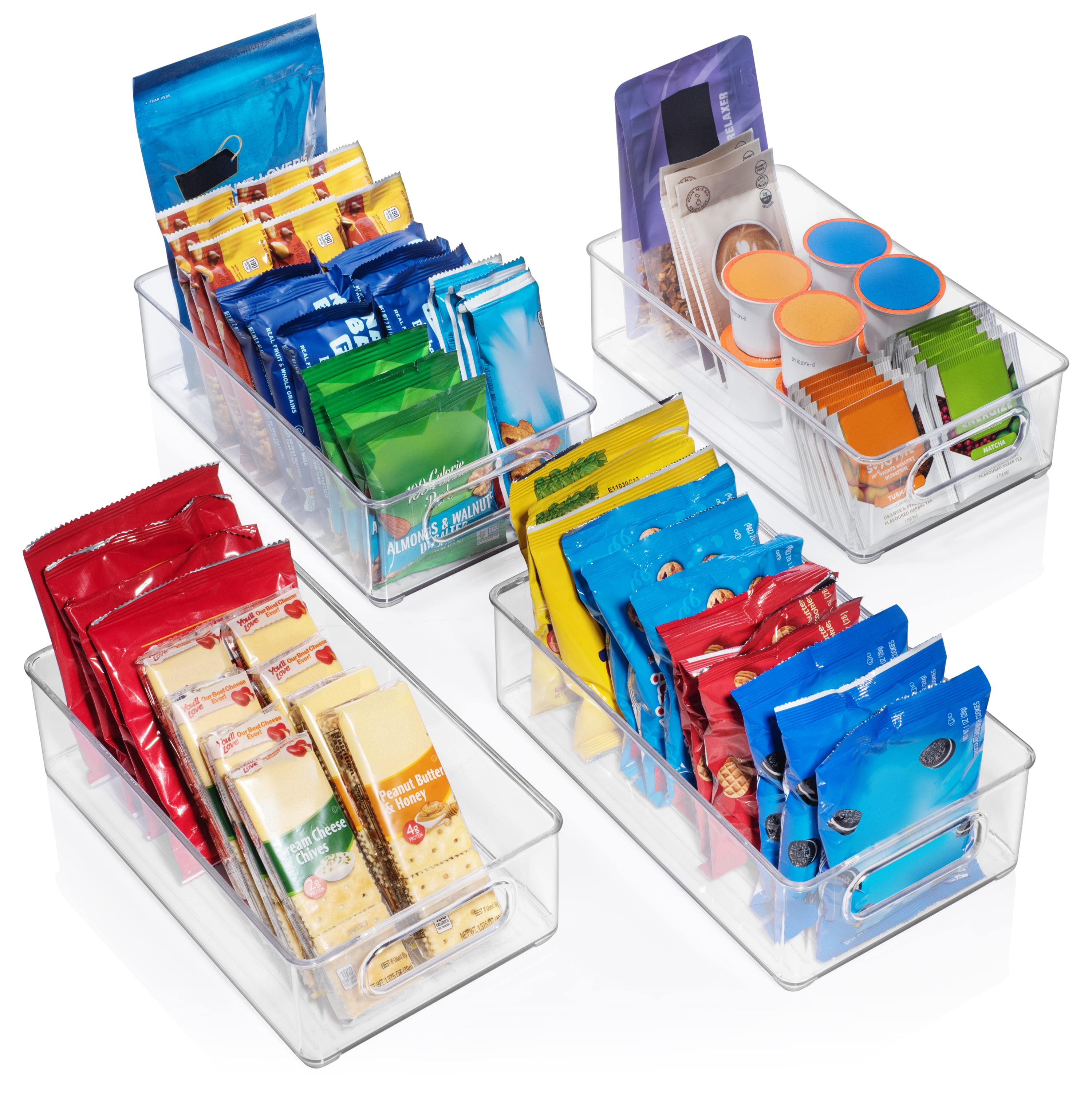 KOKITEA Clear Storage Bins With Lids, 4 Pack Plastic, Stackable Food  Storage Organizer Bins For Kitchen Organization, Pantry And Fridge