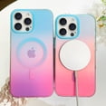 thumbnail image 3 of OOK For iPhone 15 Pro Case Magnetic, Compatible with Magsafe Cute Gradient Rainbow Iridescent Matte Protective Phone Case with Screen Protector for Girls Women, Fluorescent Blue & Pink, 3 of 5