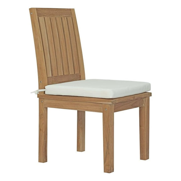 Modway Marina Outdoor Patio Teak Dining Side Chair in Natural White