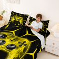 thumbnail image 4 of meiyoeat Neon Yellow Flame Game Controller Full Size Sheets for Kids Boys, Yellow Geometric Gaming Bed Sheets, 4pcs, 1 Flat Sheet, 1 Fitted Sheet and 2 Pillowcases, 4 of 6