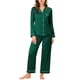 thumbnail image 2 of Conjuntos de pijama de satén para mujer INSPIRE CHIC, camisetas de manga larga y pantalones, 2 piezas, ropa de casa, XL, verde, 2 of 6