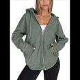 thumbnail image 3 of Sudaderas con Capucha y Cremallera para Mujer, Sudaderas Extragrandes, Conjuntos de Moda Escolar para Otoño, Chaquetas Informales, Ropa de Invierno Verde XL, 3 of 9