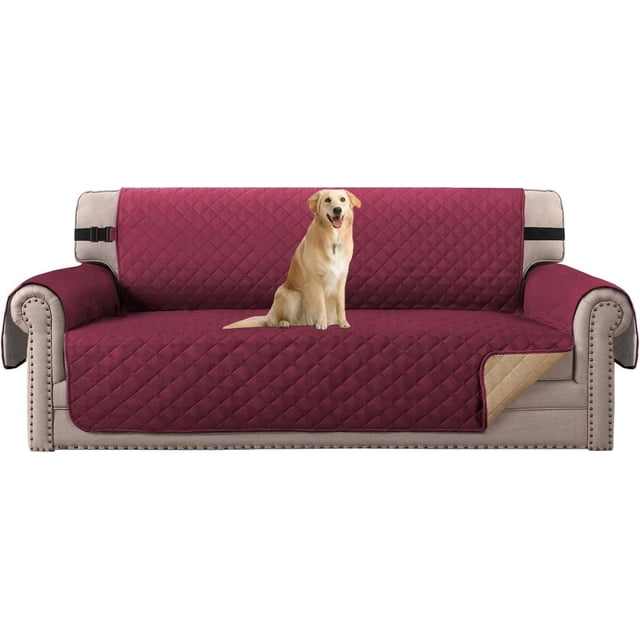 Reversible Quilted Chair Cover Water Chair Slipcover Furniture Protector Washable Chair Couch Cover with Elastic Strap for Kids Dogs Pets(Armchair Grey/)