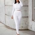 thumbnail image 2 of Workout Sets for Women High Waisted Seamless Sports Pullover Top Sweatsuit Sweatpants, 2 of 5