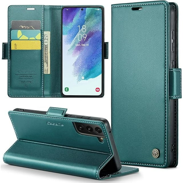 Funda tipo cartera para Samsung Galaxy S21 FE 5G con bloqueo RFID, tarjetero, soporte magnético, funda protectora de piel con tapa para Samsung Galaxy S21 FE 5G de 6,4 pulgadas