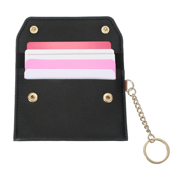 Soporte para tarjetas de crédito de cuero Uxcell, billetera delgada con llavero desmontable