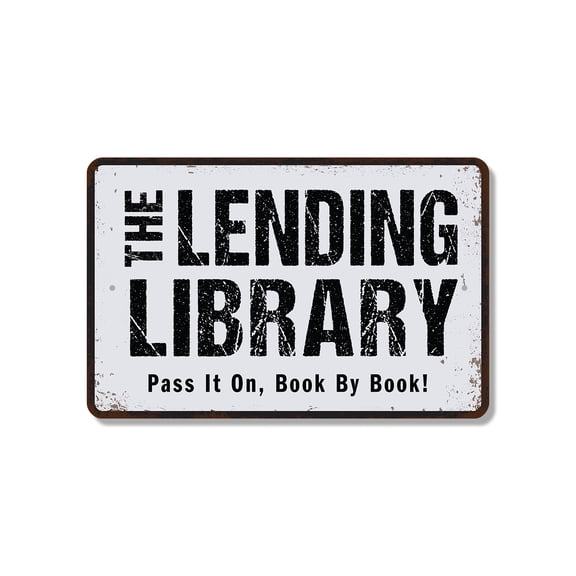 The Lending Library 10 Inch x 14 Inch Novelty Plastic Sign Take A Book Leave A Book Durable Weatherproof Perfect for Little Libraries Porches Schools Fun Gift for Readers Neighbors