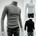 thumbnail image 2 of Long Sleeve Turtleneck Men Pullover Soft Solid Color Stretchy Knitted Shirt for Autumn Winter, 2 of 7