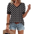 thumbnail image 5 of Womens Summer Tops V Neck T Shirts Dot Puff Sleeve Tops Loose Casual Tshirts, 5 of 5