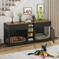 thumbnail image 2 of Shininglove 82" Double Dog Crate Furniture, Heavy Duty Wooden Kennel with 4 Drawers for Large/Medium Dogs, 2 of 7