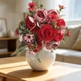 thumbnail image 6 of Artificial Peony Flower Bouquets, Mixed Flower Foliage Bunches, Cosmug Home Floral Centerpiece, for Vase Styling, Dining Table Layout and Living Room Display, Red, 6 of 6