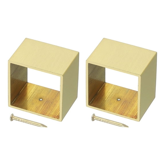 Uxcell 2 Pcs Brass Furniture Foot Cover, 1.26 x 1.38 x 1 Inch Square Furniture Pads Leg Cover Gold Table Foot Cap Floor Protector for Chair, Table, Sofa, Bed