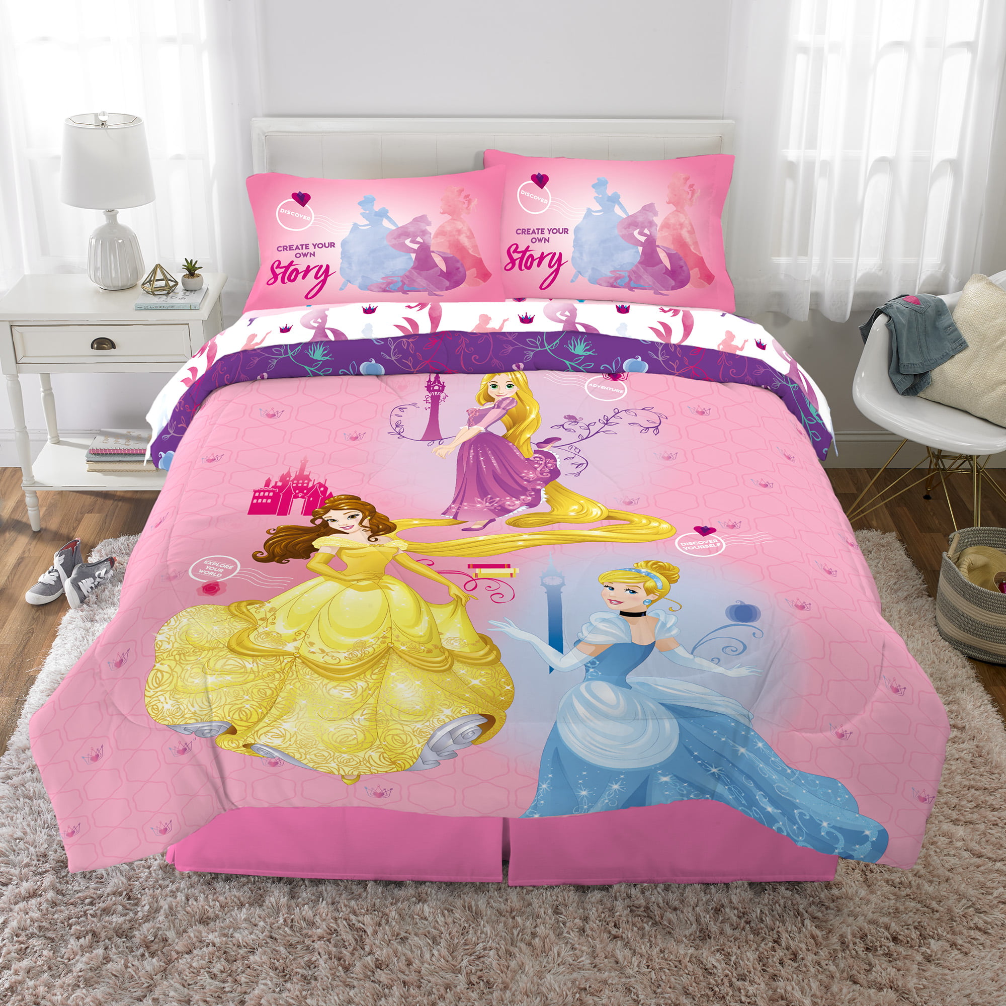 Disney Princess BedinaBag, Kids Bedding Bundle Set, 5