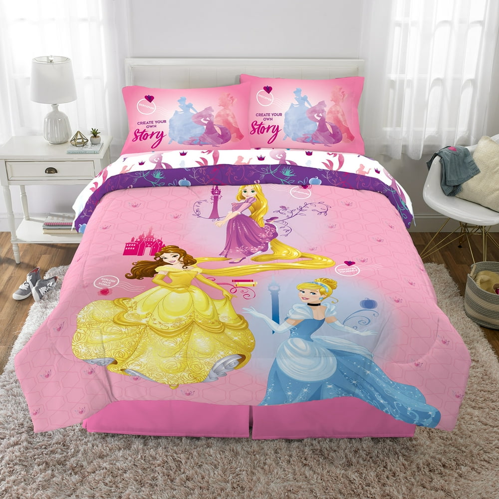 Disney Princess BedinaBag, Kids Bedding Bundle Set, 5Piece Full
